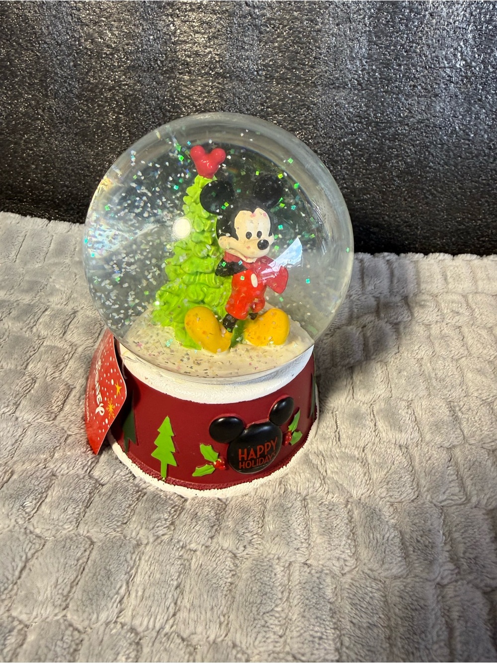 Mickey Mouse Holiday Snow Globe - Red & Green